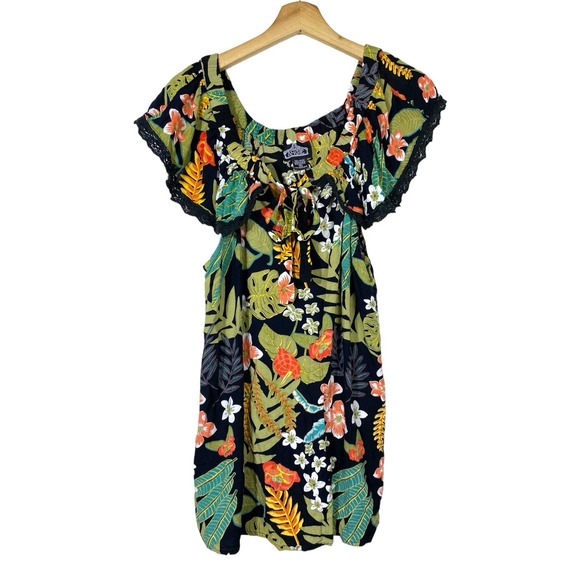 Angie Tops - Angie Women Floral Off Shoulder Top Plus Size 1X Crochet Tropical Boho Colorful